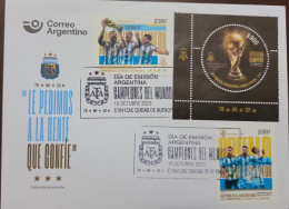 D)2023, ARGENTINA, FIRST DAY COVER, ISSUE, FOOTBALL, ARGENTINA, WORLD CHAMPION IN QATAR'22, WE ASK PEOPLE TO TRUST, FDC - Autres & Non Classés