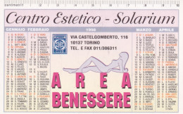 Calendarietto - Centro Estetico - Solarium - Torino - Anno 1998 - Tamaño Pequeño : 1991-00