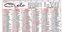 Calendarietto - Cielo - Gioiellieri - Milano - Anno 1998 - Formato Piccolo : 1991-00