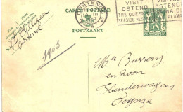 (L01) Entier Postal écrite D'Oostende Vers Deynze - Briefkaarten 1934-1951