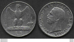 1929 Italia VE III Lire 5 Aquilotto Falso Per Circolazione - 1900-1946 : Vittorio Emanuele III & Umberto II