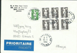 FRANCE LETTRE 2F80 VALENCE ( DROME ) POUR BIBERACH ( ALLEMAGNE ) DE 1994  LETTRE COVER - 1961-....