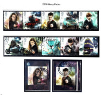 Great Britain 2018 Harry Potter  Set Of 10 + Self-adhesives Used - Gebraucht