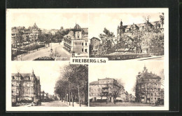 AK Freiberg I. Sa., Postplatz, Schillerstrasse, Ortspartie  - Freiberg (Sachsen)