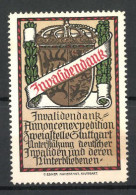 Reklamemarke Invalidendank - Annoncenexpedition Stuttgart, Wappen  - Cinderellas