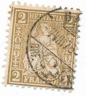 Switzerland 1867 Helvetia - New Values & Colors - White Paper - 2C 2F, Reddish Brown, OBL / USED - 7-8-75 Offset Imprint - Gebruikt