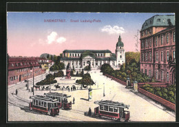 AK Darmstadt, Strassenbahnen Auf Dem Ernst Ludwig-Platz  - Tramways
