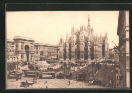 AK Milano, Piazza Del Duomo, Strassenbahn  - Strassenbahnen
