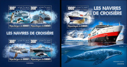 Djibouti 2023, Cruise Ships, Whales, 4val In BF +BF - Schiffe