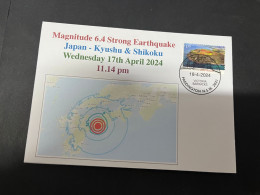 19-4-2024 (2 Z 27) JApan - 6.4 Strong Earthquake On 17-4-2024 (Kyushu & Shikoku) With Volcano Stamp - Autres & Non Classés