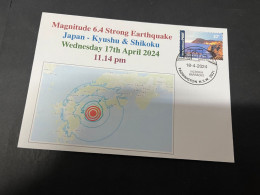 19-4-2024 (2 Z 27) JApan - 6.4 Strong Earthquake On 17-4-2024 (Kyushu & Shikoku) With Volcano Stamp - Autres & Non Classés