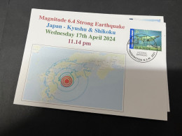 19-4-2024 (2 Z 27) JApan - 6.4 Strong Earthquake On 17-4-2024 (Kyushu & Shikoku) With Volcano Stamp - Sonstige & Ohne Zuordnung