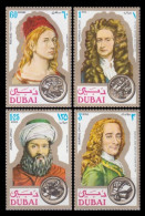 1971 Dubai 397-400 A. Durer, Isaac Newton, Avicenna, Voltaire 9,00 € - Asien