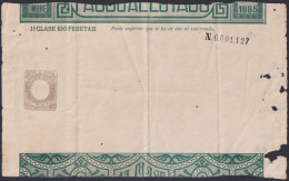 E6535 ESPAÑA SPAIN 1885 INGRESOS PAGOS AL ESTADO 100 Ptas UNUSED.   - Fiscaux