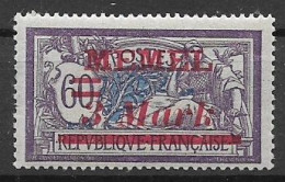 MEMEL OCCUPAZIONE TEDESCA 1920  FRANCOBOLLI DI FRANCIA SOPRASTAMPATI  UNIF. 35 MNH XF - Sonstige & Ohne Zuordnung