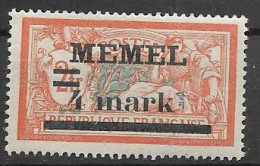 MEMEL OCCUPAZIONE TEDESCA 1920  FRANCOBOLLI DI FRANCIA SOPRASTAMPATI  UNIF. 31  MNH XF - Altri & Non Classificati