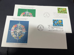 19-4-2024 (2 Z 29) United Nations (USA) X 2 FDC - UN Postal Administration 25th Anni. - FDC