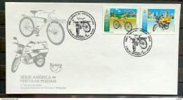 Envelope FDC 610 1994 UPAEP Postal Vehicles Bicycle Motorcycle Service Postal CBC RJ 1 - FDC