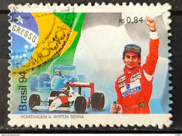 C 1923 Brazil Stamp Ayrton Senna Car Pilot Formula 1 Flag 1994 Circulated 2 - Gebraucht
