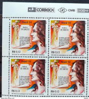 C 1914 Brazil Stamp Tomas Antonio Gonzaga Marilia De Dirceu Literature 1994 Block Of 4 Vignette Correios - Neufs
