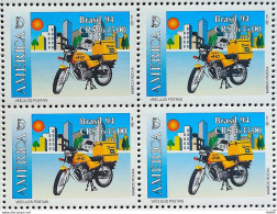 C 1886 Brazil Stamp Postal Vehicles Moto Postal Service 1994 Block Of 4 - Ungebraucht