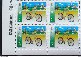 C 1885 BRAZIL STAMP Vehicles Postal Bicycle Service 1994 Block Of 4 Vignette Correios - Neufs