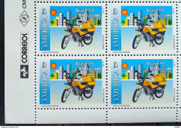 C 1886 Brazil Stamp Postal Vehicles Moto Postal Service 1994 Block Of 4 Vignette Correios - Ungebraucht