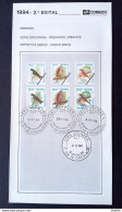 Brazil Brochure Edital 1994 02 Urban Birds With Stamp CBC MG Belo Horizonte - Lettres & Documents
