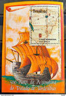 B 97 Brazil Stamp Block Signature Of The Treaty Of Tordesillas Ship Map Caravela 1994 - Ungebraucht