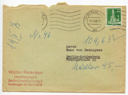 Germany, Berlin 1958 Cover; Berlin To Berlin-Schöneberg; 10pf. Kaiser Wilhelm Memorial Church Stamp - Covers & Documents