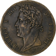 Guyane Française, Charles X, 10 Centimes, 1827, La Rochelle, Bronze, TTB+ - Other & Unclassified