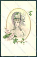 Artist Signed Fashion Glamour Lady Flowers Viennoise Serie 2346-3 Pc VK9404 - Sonstige & Ohne Zuordnung