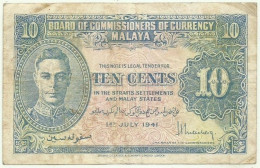 Malaya - 10 Cents - 1.7.1941 (1945 ) - Pick 8 - Malaysia - Malesia