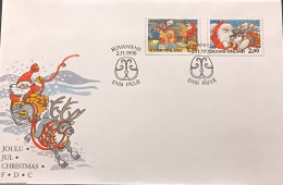 D)1990, FINLAND, FIRST DAY COVER, ISSUE, CHRISTMAS IN FINLAND, SANTA CLAUS, REINDEER, FDC - Other & Unclassified