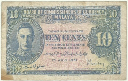 Malaya - 10 Cents - 1.7.1941 (1945 ) - Pick 8 - Malaysia - Maleisië