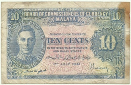 Malaya - 10 Cents - 1.7.1941 (1945 ) - Pick 8 - Malaysia - Malasia