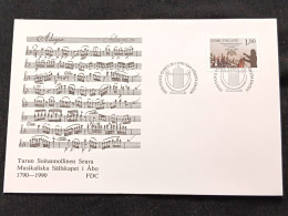 D)1990, FINLAND, FIRST DAY COVER, ISSUE, II CENTENARY OF THE MUSICAL ORCHESTRA IN FINLAND, ERIK FERLING, 1733 -1808 DIRE - Otros & Sin Clasificación