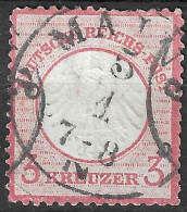 GERMANY GERMAN EMPIRE 1872  Mi # 9 , Eagle "small Shield" 3kr Rose  NICE CANCEL - Usati