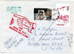 77424 - Polen - 1989 - 100Zl Weltraum MiF A DrucksBf WARSZAWA -> Boston, MA (USA), Zurueck An Abs - Brieven En Documenten