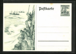 AK Fischer Mit Netzen Auf See, Ganzsache WHW Winterhilfswerk  - Briefkaarten