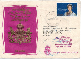 77432 - Bermuda - 1980 - 25c Koeniginmutter EF A FDC HAMILTON -> New York, NY (USA), Zurueck An Abs - Covers & Documents