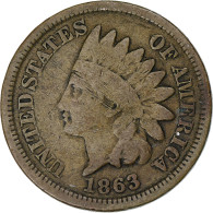 États-Unis, 1 Cent, Indian Head, 1863, Philadelphie, Cupro-nickel, TB, KM:90 - 1859-1909: Indian Head