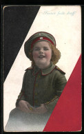 AK Kleines Mädchen In Uniform, Kinder Kriegspropaganda  - War 1914-18