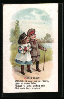 AK Junger Verwundeter Soldat Macht Spaziergang Mit Einem Mädchen, Kinder Kriegspropaganda  - War 1914-18