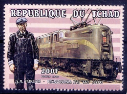 S. M. Vaucilain Invented Compound Steam Locomotive, Train, Railways, Chad 1998 MNH - Treni