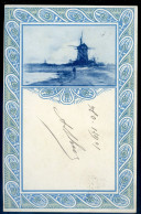 Cpa Des Pays Bas Illustrée , Zuid Holland , Zeeland , Haag , Rotterdam ? Moulin Molen Mill Mühle Datée 1901  STEP115 - Collections & Lots