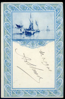 Cpa Des Pays Bas Illustrée , Zuid Holland , Zeeland , Haag , Rotterdam ? Bateaux Voiliers Datée 1901  STEP115 - Colecciones Y Lotes