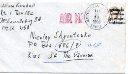 77457 - USA - 1993 - 50¢ Nimitz EF A Bf MCCONNELLSBURG, PA -> KIEV (Ukraine) - Lettres & Documents