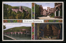 AK Heidelberg, Schloss, Schlosshof, Das Grosse Fass  - Heidelberg