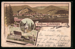 Lithographie Schelklingen, Kapelle Auf Dem Herz-Jesu-Berg, St. Condradi-Haus, Totalansicht  - Schelklingen